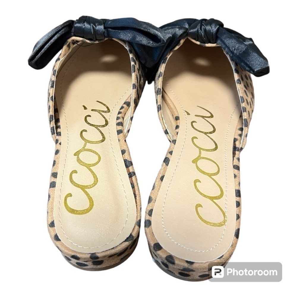 CCOCCI Valerie Leopard Flats with black bow Size 7.5 NWOT Women - Picture 3 of 12